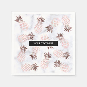 Rose Goldananas aus elegantem, weißem Marmor Serviette