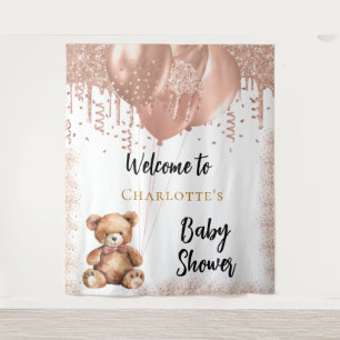 Rose Goldballons Teddy Bär Babydusche Empfang Wandteppich