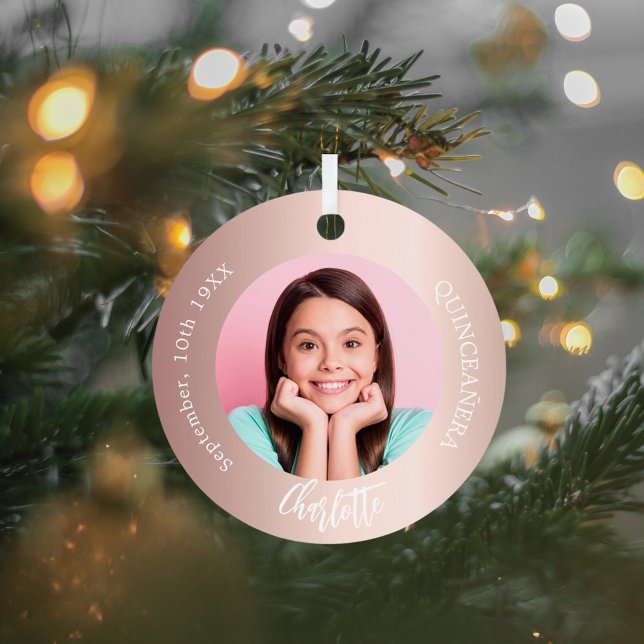 Rose Goldbarren Foto Quinceanera Ornament Aus Metall (Von Creator hochgeladen)
