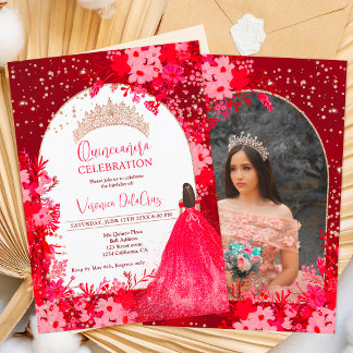 Rose Goldbarsche Tiara Prinzessin Quinceanera Einladung