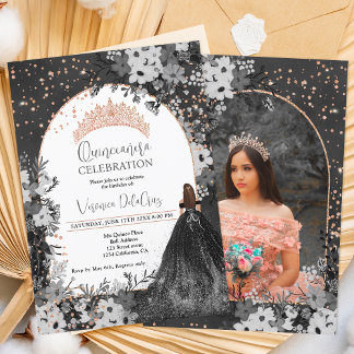 Rose Goldbarsche Titara Prinzessin Quinceanera Einladung