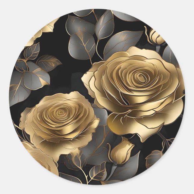 Rose Goldblättern Runder Aufkleber (Vorderseite)