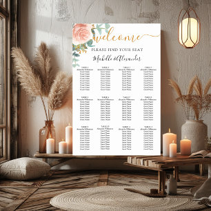 Rose Goldblume Eukalyptus Hochzeitsstichtag Poster