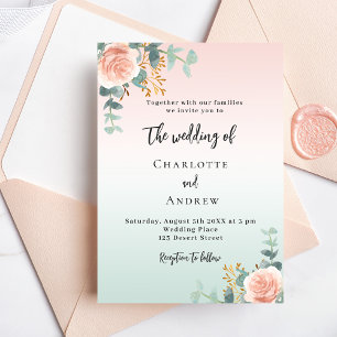 Rose Goldblumen Hochzeit Einladung