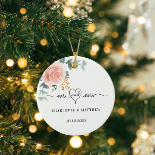 Rose Goldblumengrün mehr Herz Hochzeit Keramik Ornament