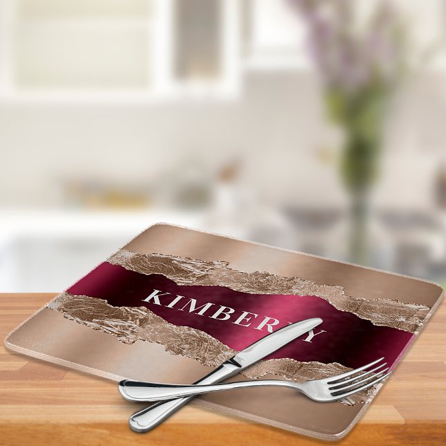 Rose Goldbordeauxpas Marmorname Schneidebrett (Von Creator hochgeladen)