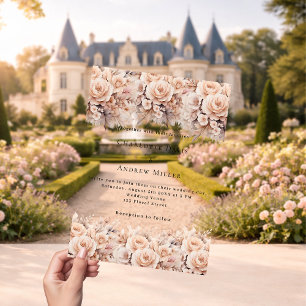 Rose Goldcreme-Blüten klare Hochzeit Acryleinladungen