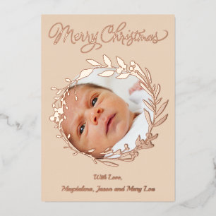 Rose Golddetails Frohe Weihnachten Folien Feiertagskarte