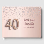 Rose Golddiamanten 40. Geburtstag Gästebuch<br><div class="desc">Ein Gästebuch für ein mädchenhaftes und glamouröses 40. Party. Ein Imitat Rose goldener Hintergrund mit rosa Imitat Diamanten. Personalisieren und fügen Sie einen Namen und ein Datum hinzu. Der Name ist in dunklem Rose Gold mit einem modernen handgeschriebenen Stil geschrieben. Nummer 40 wird mit einem Schriftart im Ballonstil geschrieben.</div>