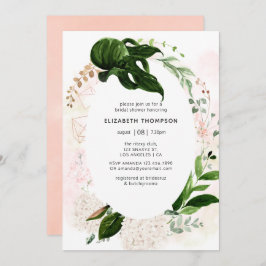 Rose Golden & Blush Geometric Greenery Brautparty Einladung