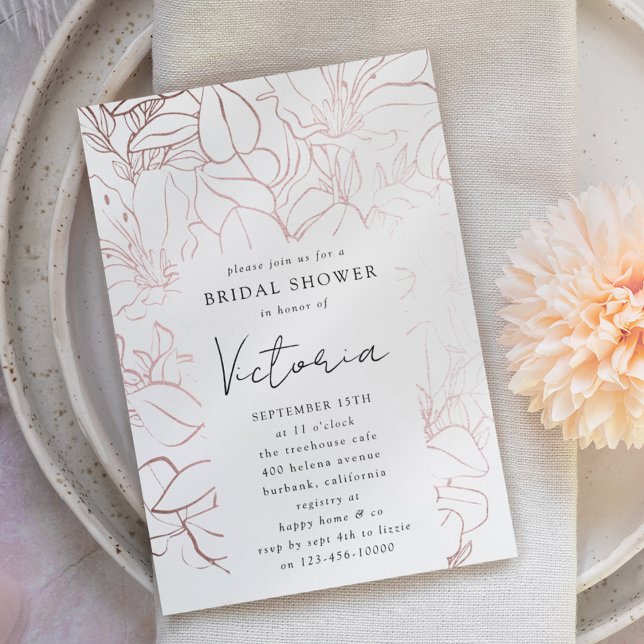 Rose Golden Foil Line Brautparty Einladung (Von Creator hochgeladen)