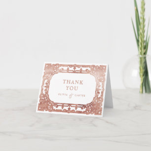 Rose Golden Romantik verzierte Hochzeit Dankeskarte