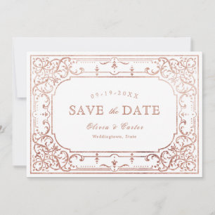 Rose Golden Romantik verzierte Hochzeit Save The Date