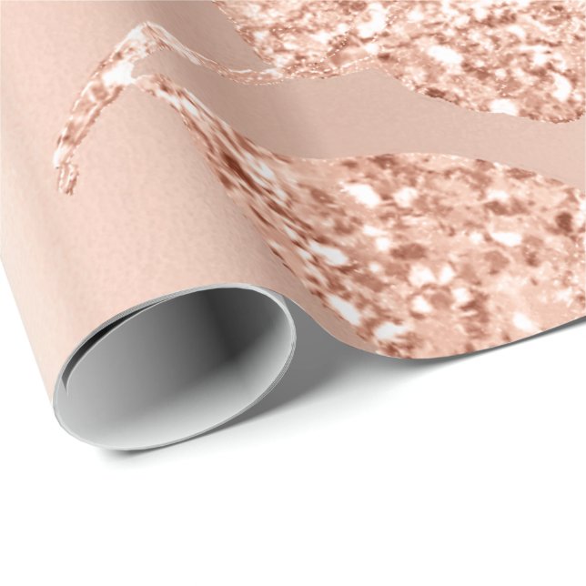 Rose Goldene Blätter Rosa Kupfer Glitzer Spark Bri Geschenkpapier (Rolleneckpunkt)