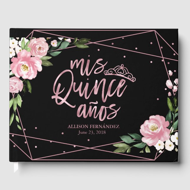 Rose Goldene Forelle Rosa Blütenblätterung Gästebuch (Vorderseite)