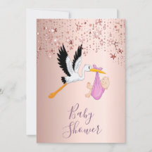 Rose goldene funkelnde Sterne Storchenmädchen Dusc