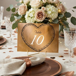 Rose-Goldene Hochzeit Tischnummer Spitze Herz Kart