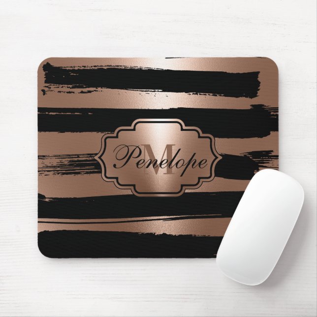 Rose Goldene Pinselstriche Mousepad (Mit Mouse)