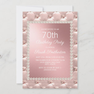 Rose Goldene Rosa 70. Geburtstagsparty Einladung