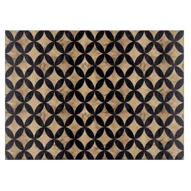 Rose goldener Kreis auf schwarzem Hintergrund Schneidebrett (Vorderseite)