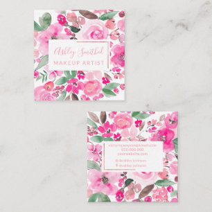Rose Goldenes Rosa Aquarellschminken Quadratische Visitenkarte