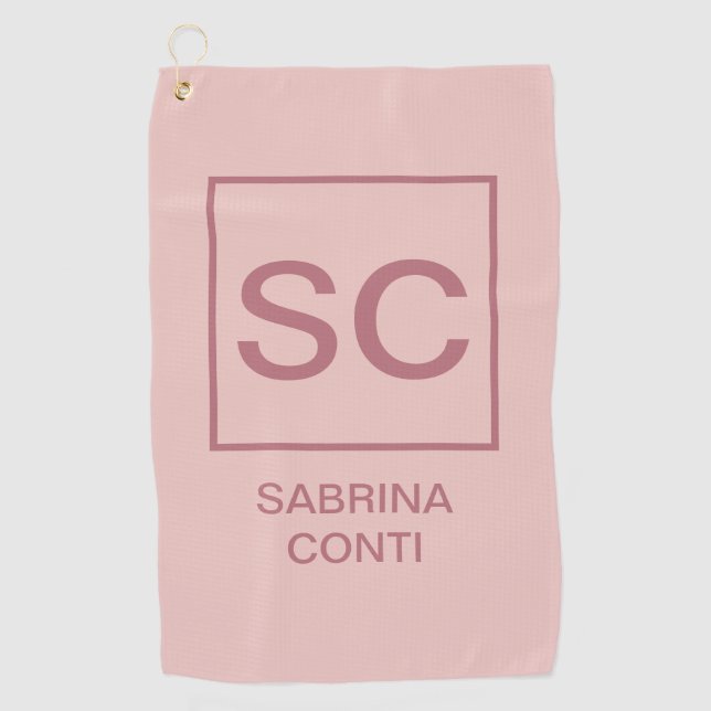 Rose Goldfarbe beruflich einfache Monogrammbezeich Golfhandtuch (Vorderseite)