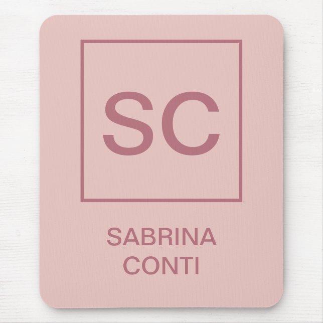 Rose Goldfarbe beruflich einfache Monogrammbezeich Mousepad (Vorne)