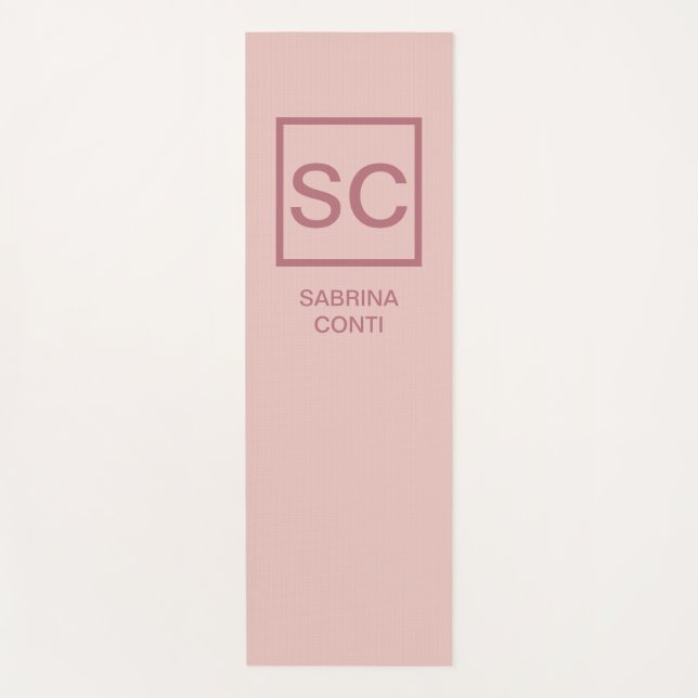 Rose Goldfarbe beruflich einfache Monogrammbezeich Yogamatte (Vorderseite)