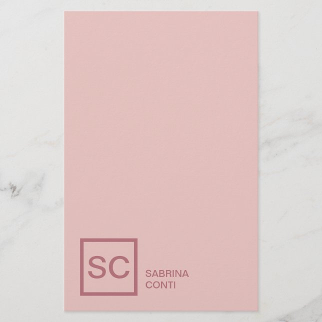 Rose Goldfarbe beruflich Girly Monogramm Name Briefpapier (Vorderseite)