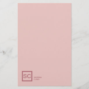 Rose Goldfarbe beruflich Girly Monogramm Name Briefpapier