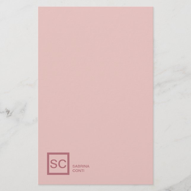 Rose Goldfarbe beruflich Girly Monogramm Name Briefpapier (Vorderseite)