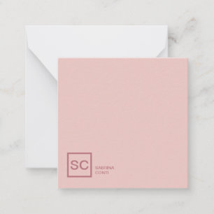 Rose Goldfarbe beruflich Girly Monogramm Name Mitteilungskarte