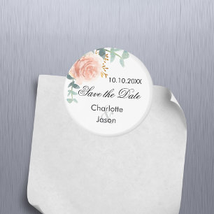 Rose goldfarbene Blütenhochzeit speichern das Datu Magnet