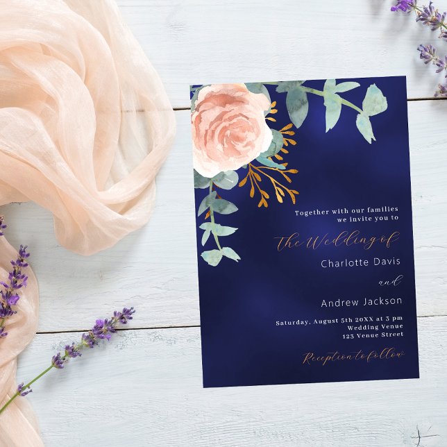 Rose goldfarbene Hochzeit Einladung (Von Creator hochgeladen)
