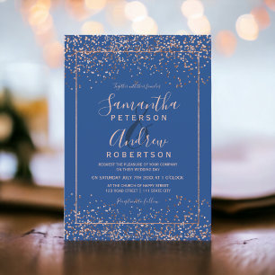 Rose goldfarbene Konfetti-Typografie Hochzeit Einladung