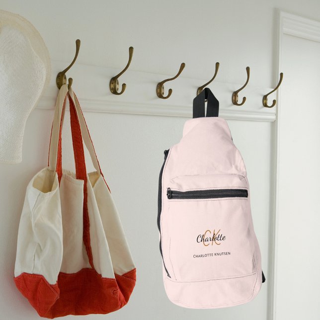 Rose goldfarbene Monogramm-Initialen Name modern Crossbody Bag (Von Creator hochgeladen)