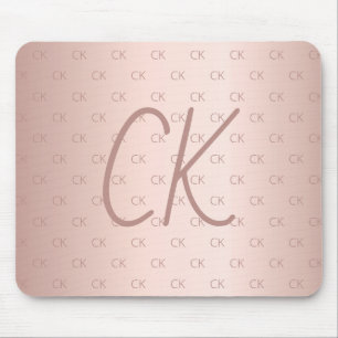 Rose goldfarbene Monogramm-Initialen rosa Mousepad