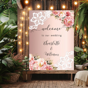 Rose goldfarbene Rosa Blumensträuße Hochzeitsempfa Poster