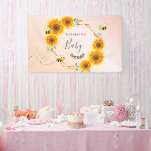 Rose goldfarbene Sonnenblumen Mama zum Baby Dusche Banner