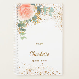 Rose Goldfloral Glitzer Eukalyptus Monogramm 2026 Planer