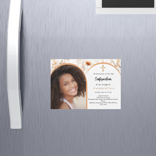 Rose Goldfloralen Foto Bogen Bestätigung Magneteinladung