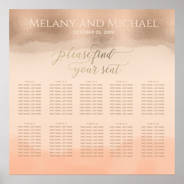 Rose Goldfolie Champagner Cantalousie Aquarell Poster (Vorne)