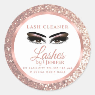Rose Goldfolie glitzernde Schminkauke Augen Lashes Runder Aufkleber