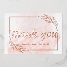 Rose Goldfolie Hochzeit danke Ihnen Karte