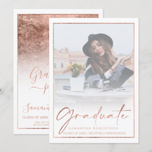Rose Goldfolie Randkalligrafie Foto Abschluss Einladung