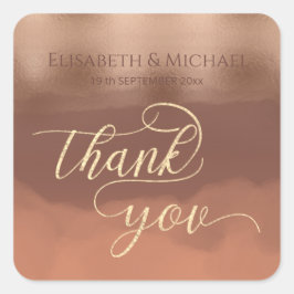 Rose Goldfolie Zimt Wasserfarbe Quadratischer Aufkleber