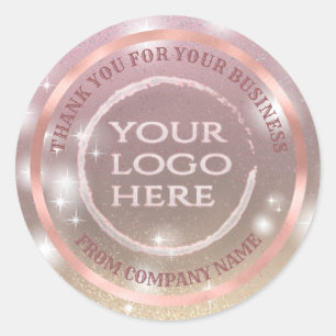 Rose Goldfolienglanz dank individuelles Logo Runder Aufkleber
