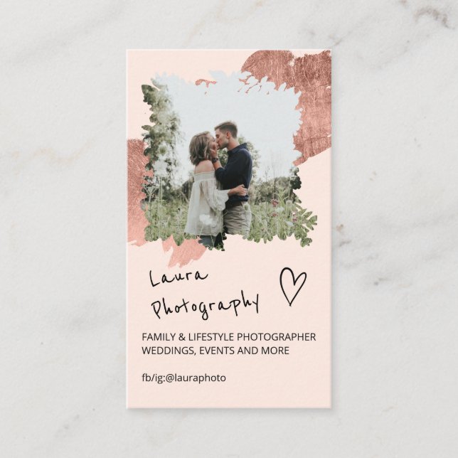 Rose Goldfotograf Blumenkollage 2 Foto Visitenkarte (Vorderseite)