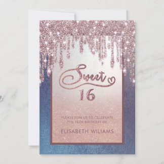 Rose Goldglatter Tropfen ombre Schmetterling Einla Einladung