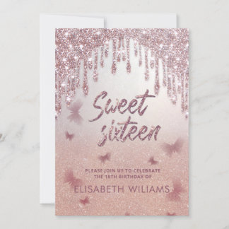 Rose Goldglatter Tropfen ombre Schmetterling invit Einladung